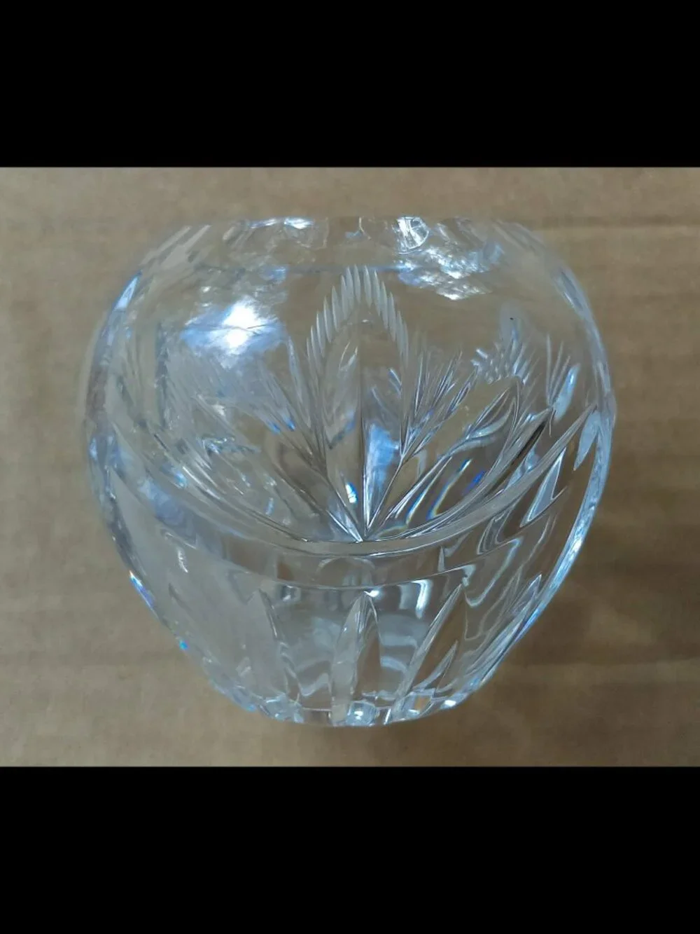Intricately Cut Clear Glass Vase/Bowl 3” Tall